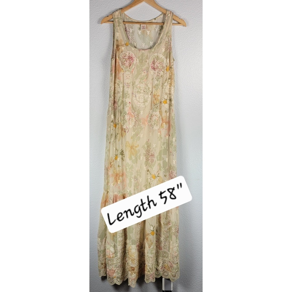 Sundance Silk Floral Maxi Dress Embroidered Lace Cottagecore Boho Fairy Small - Picture 5 of 9